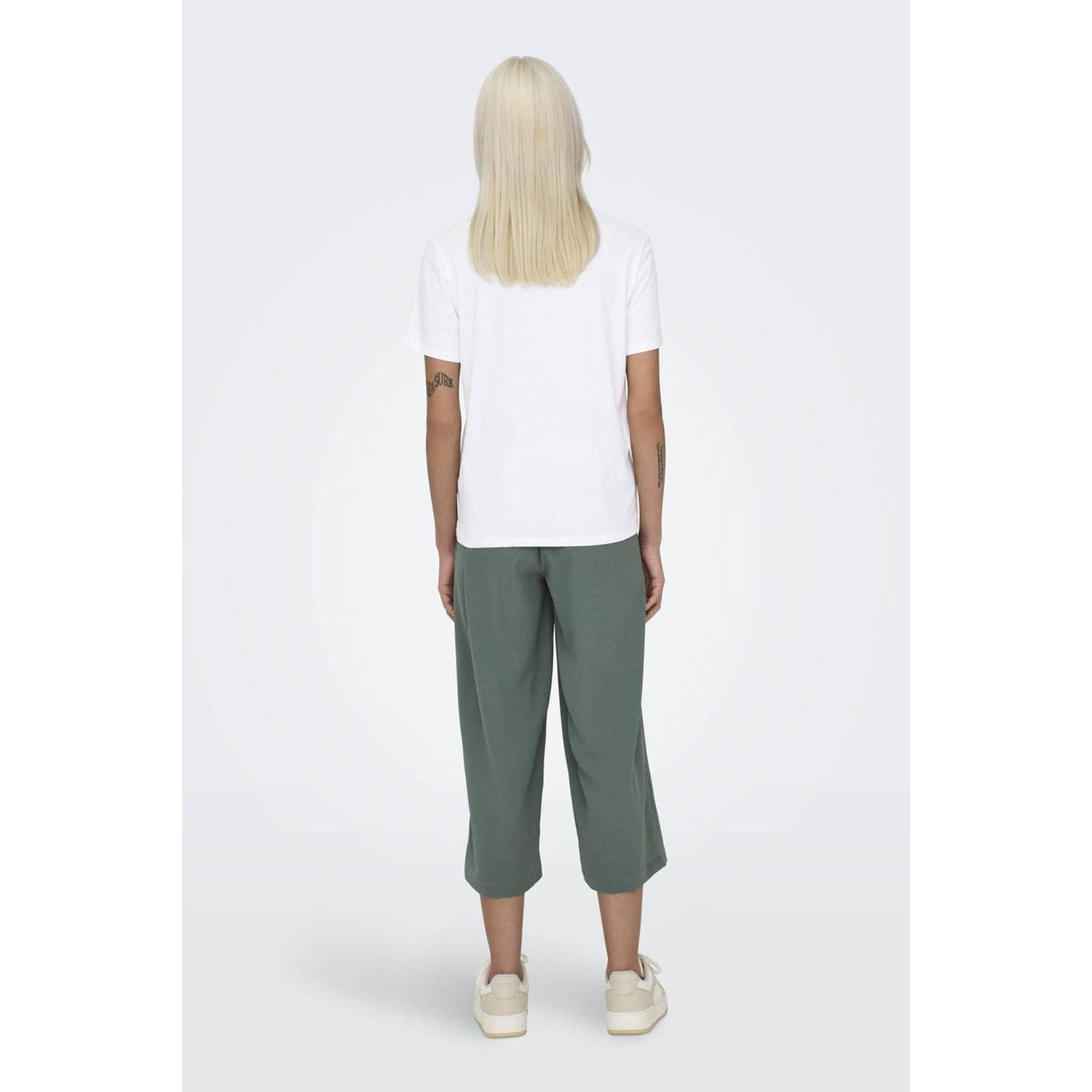 ONLY T-shirt ONLLUCIA met printopdruk wit zwart roze