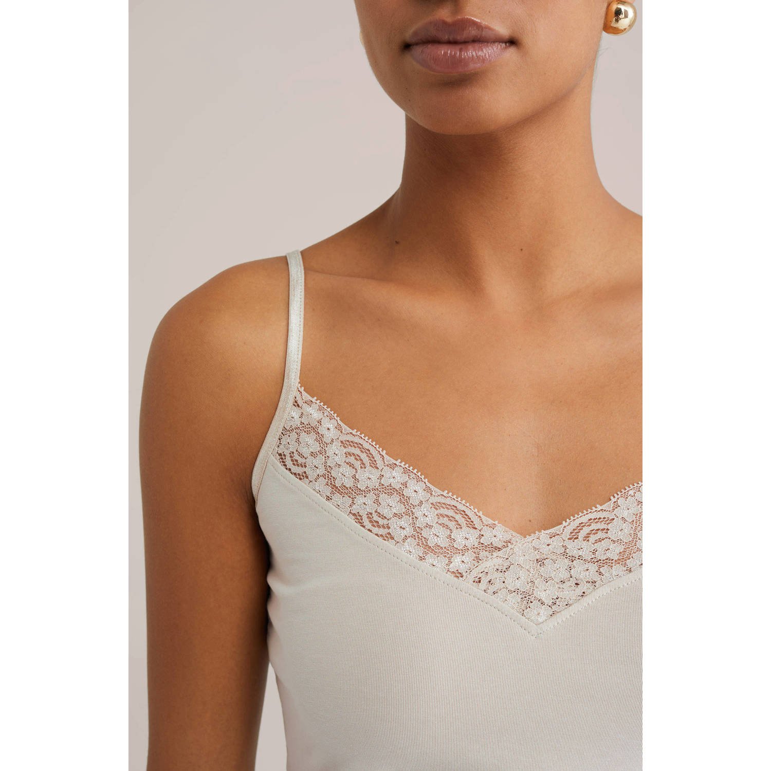 WE Fashion singlet met kant groen