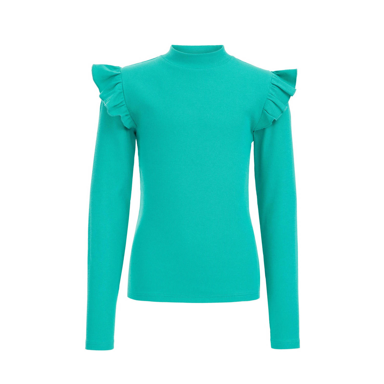 WE Fashion longsleeve sea green Groen Meisjes Stretchkatoen Ronde hals 110 116