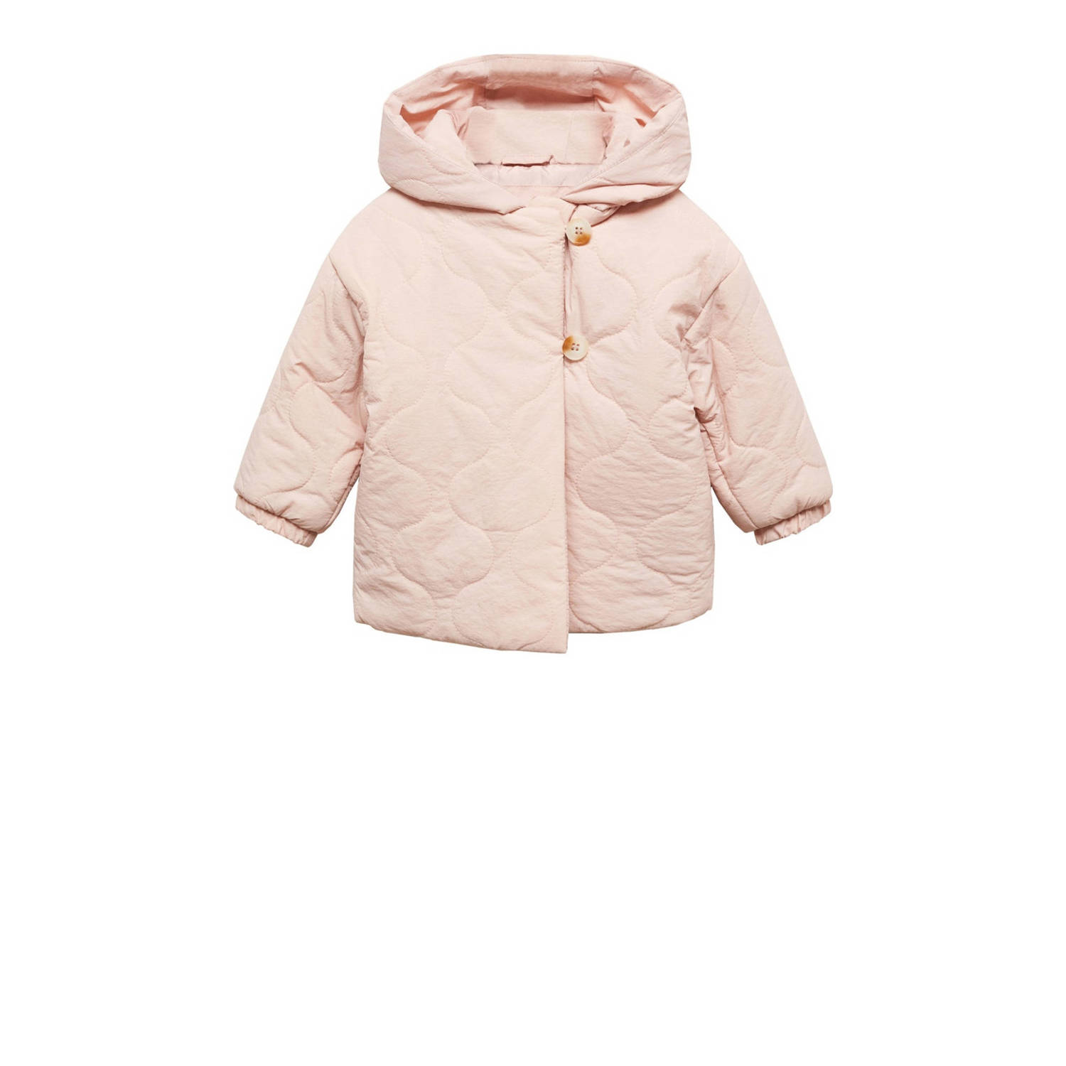 Mango Kids gewatteerde tussenjas lichtroze Meisjes Polyamide Capuchon Effen 104