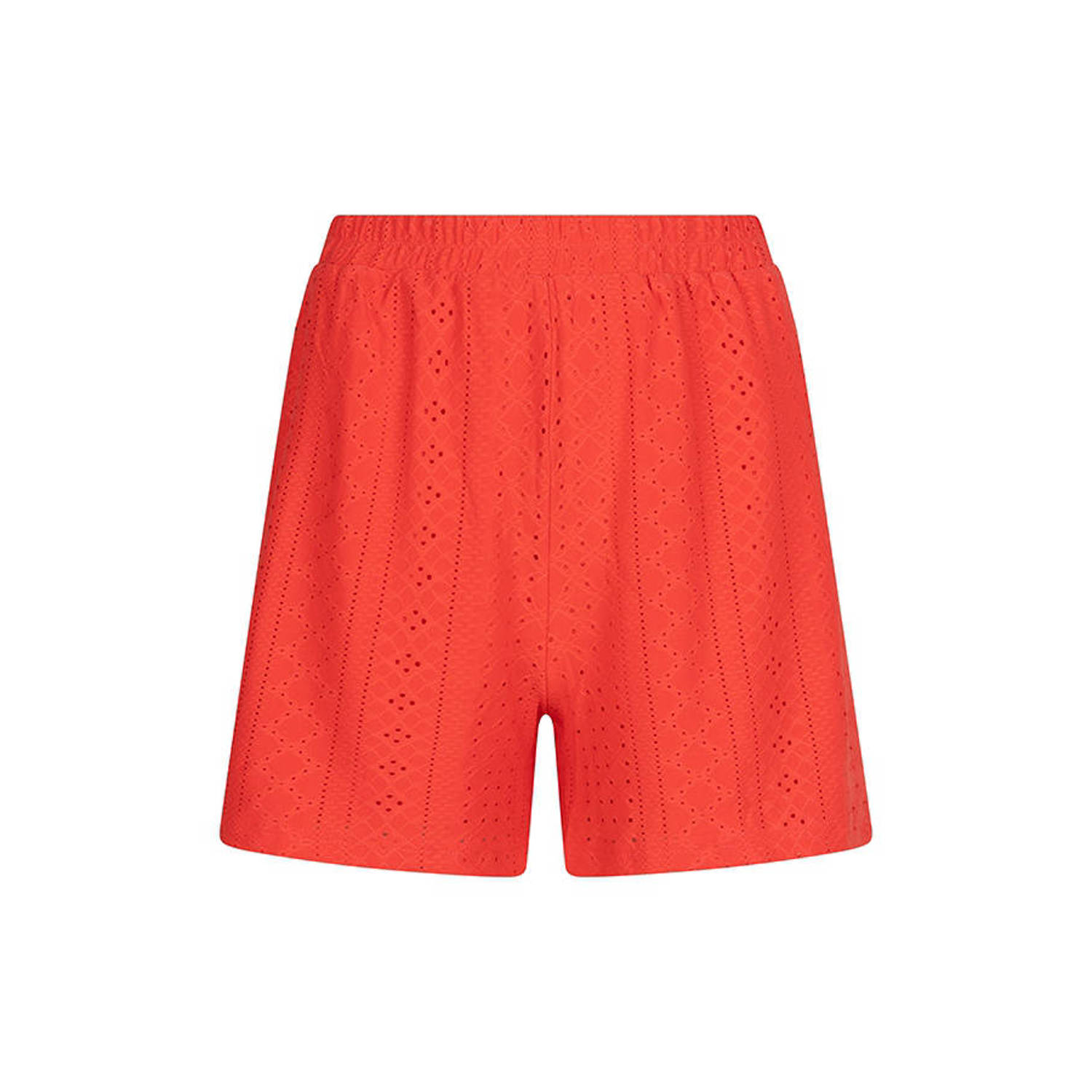 Lofty Manner loose fit short met broderie Margo koraalrood