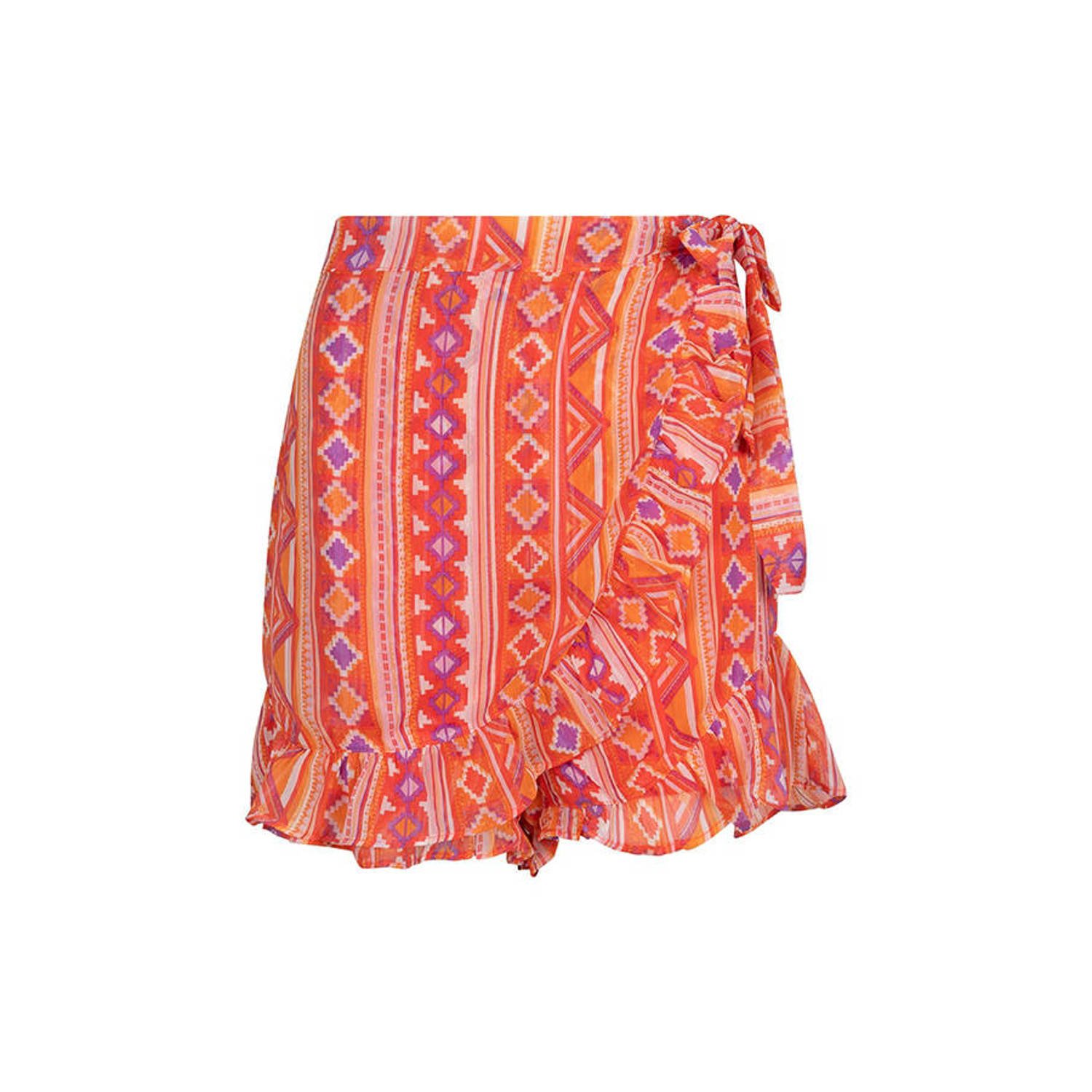 Lofty Manner skort met all over print Michaela oranje rood paars