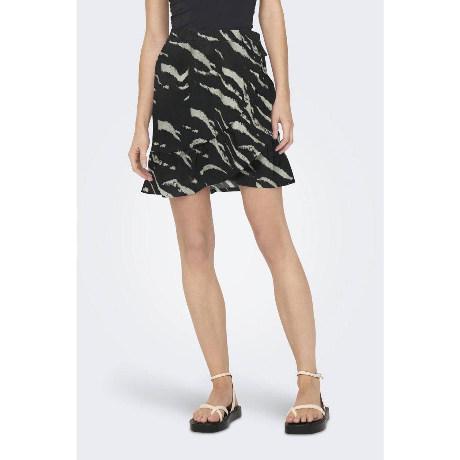 ONLY rok met all over print zwart beige