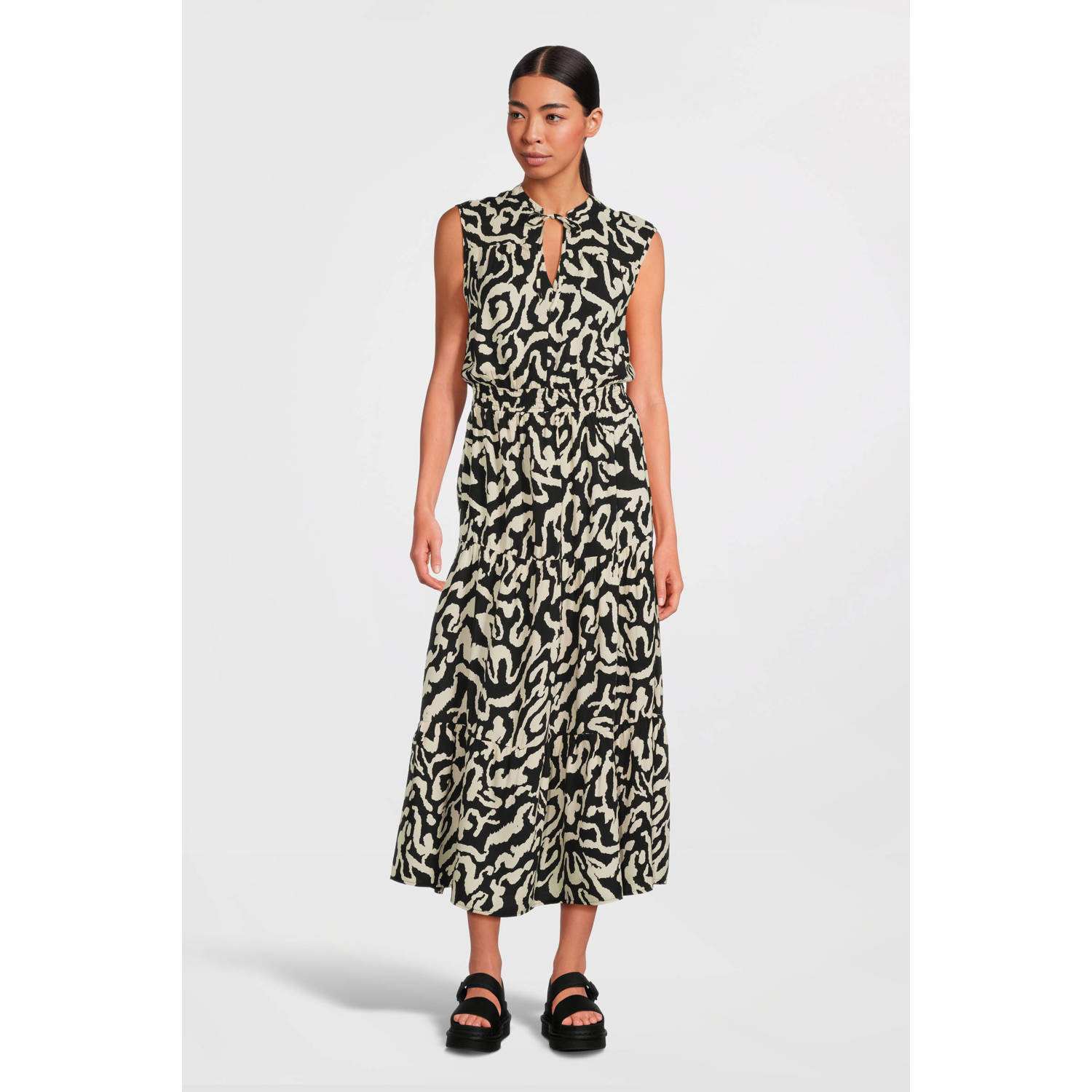 ONLY jurk ONLNOVA met all over print zwart crème