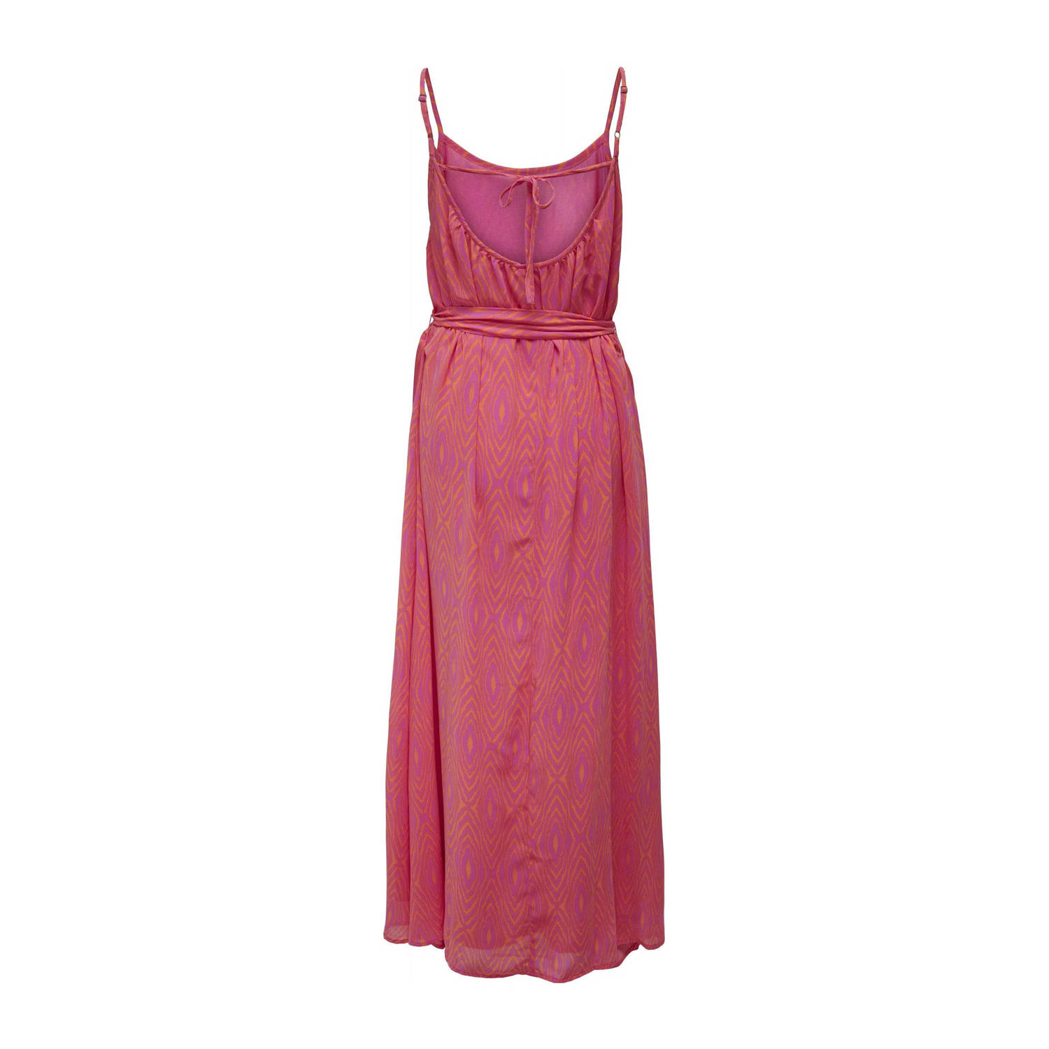ONLY maxi jurk ONLSTAR met all over print met open rug roze paars