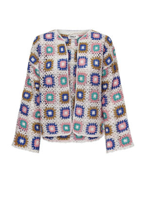crochet vest ONLNICOSIA met all over print multi