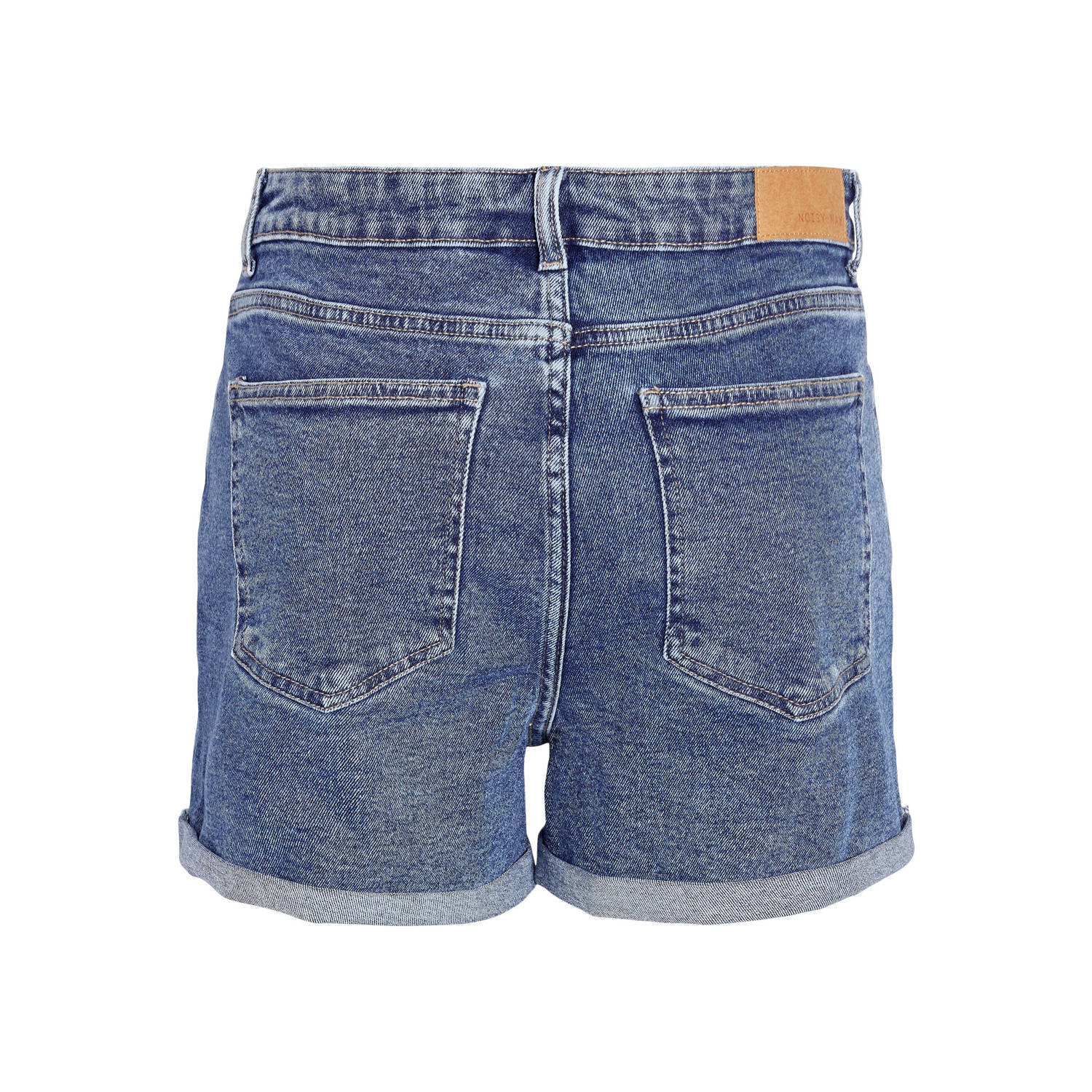 NOISY MAY high waist slim fit denim short NMMONI medium blue