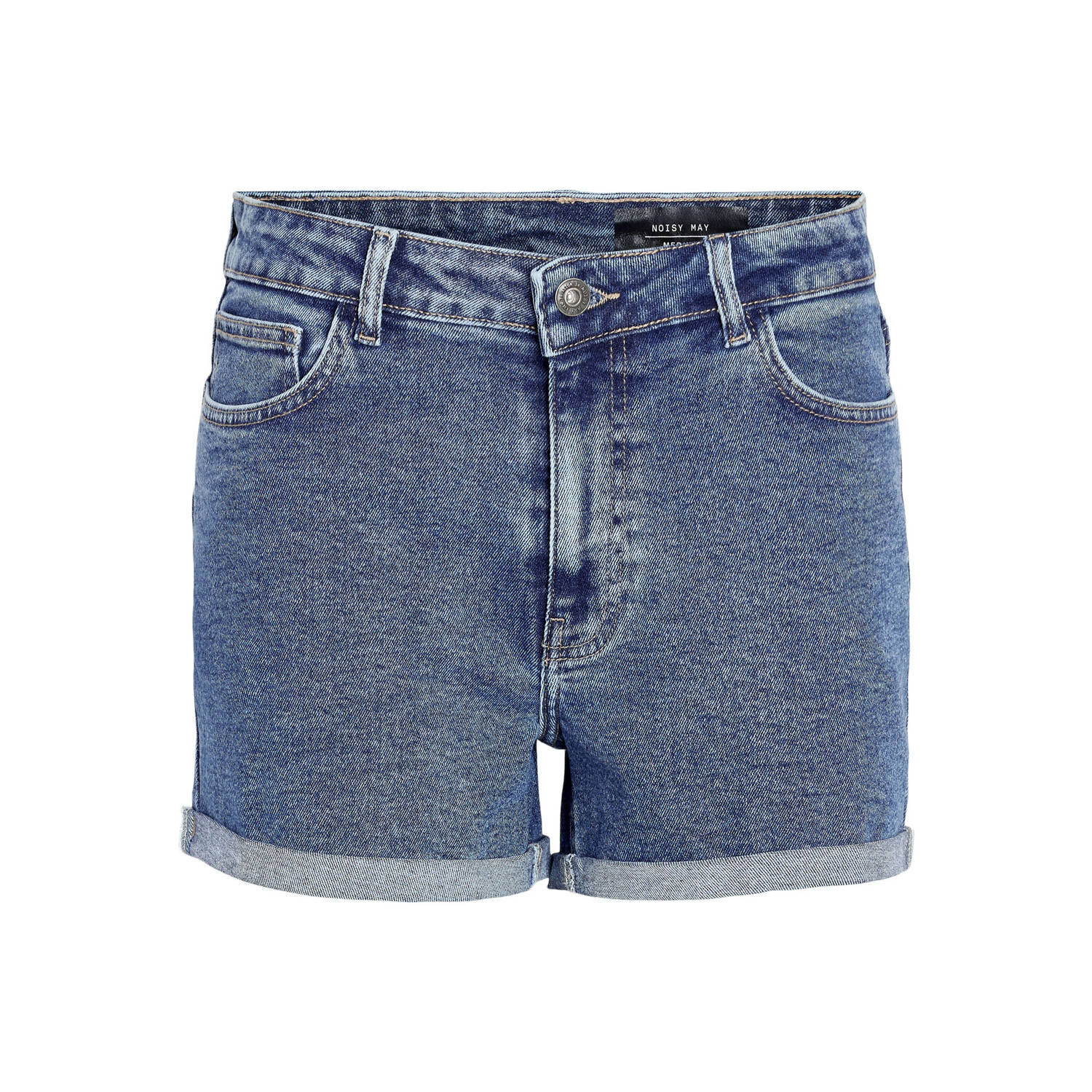 Noisy May Korte jeans in denimblauw met labeldetail model 'MONI'