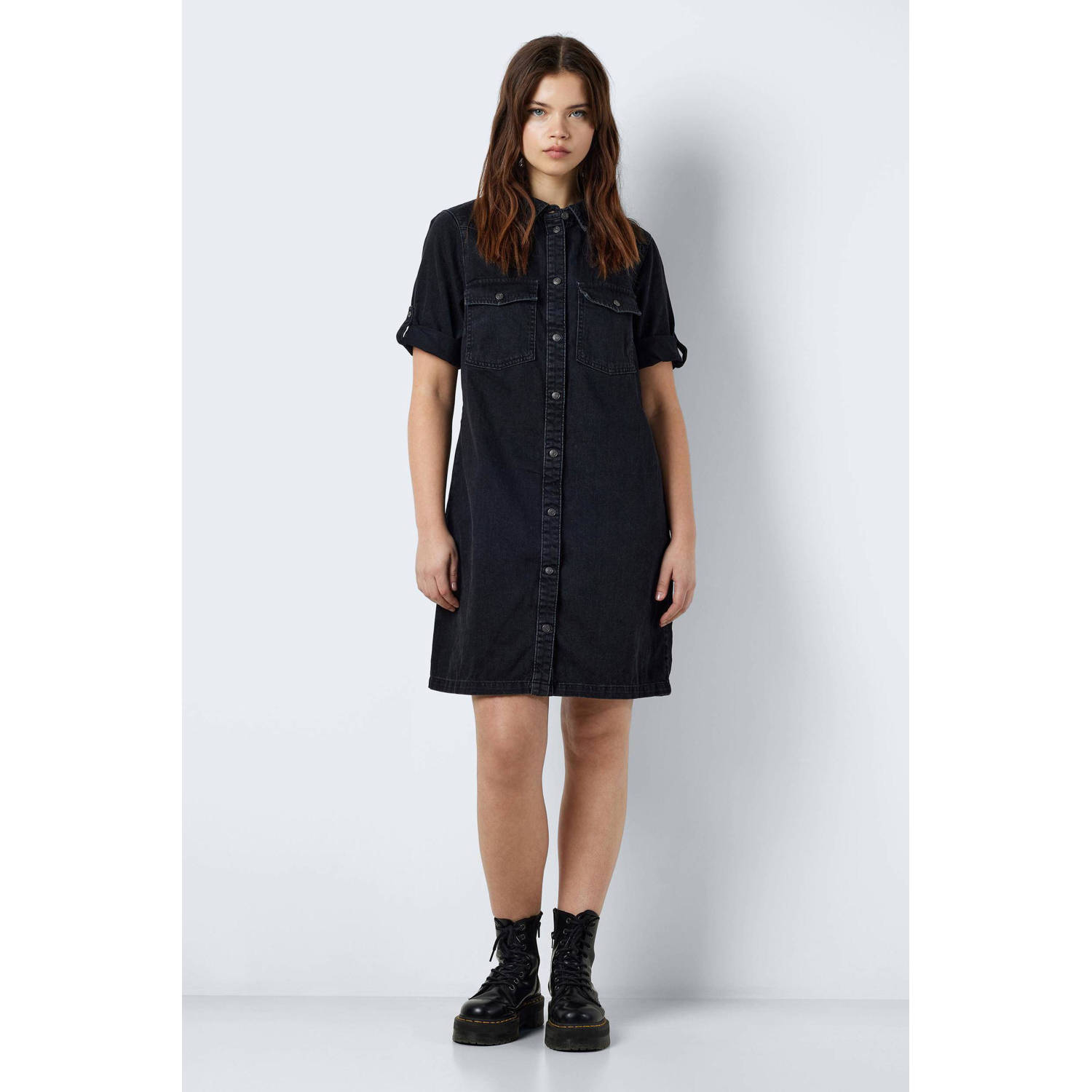 NOISY MAY spijker blousejurk NMNEW black