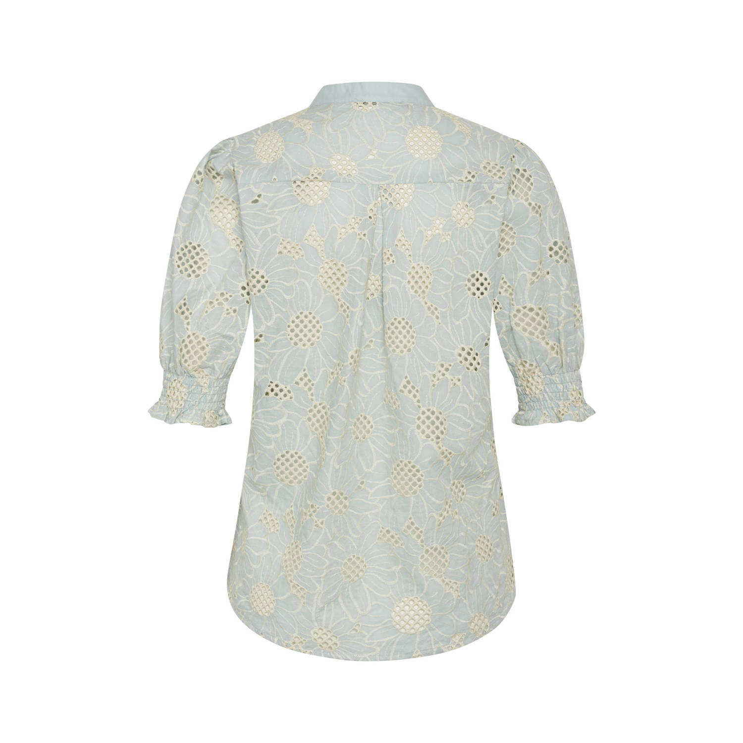 Bruuns Bazaar gebloemde blouse lichtblauw ecru