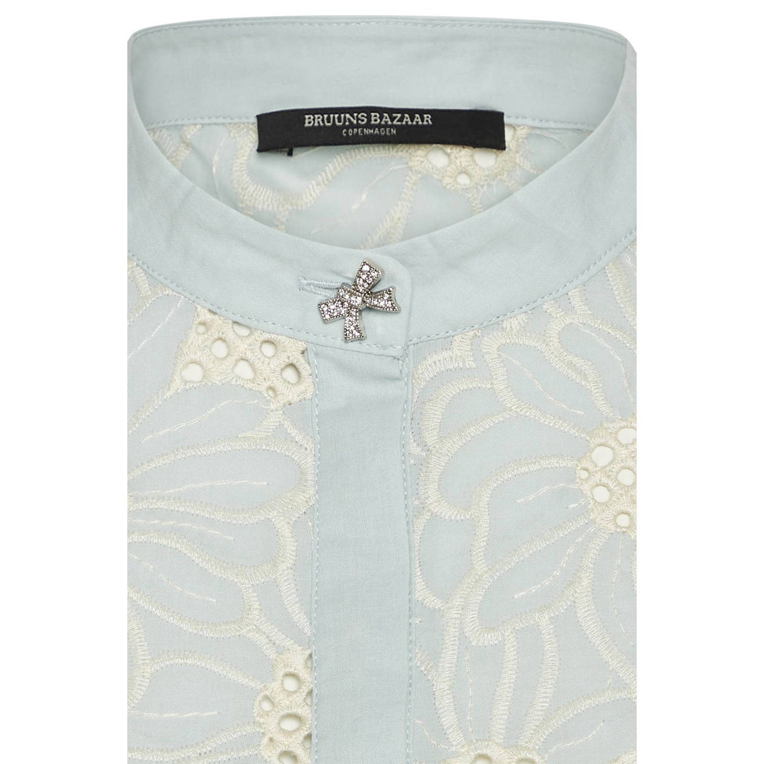 Bruuns Bazaar gebloemde blouse lichtblauw ecru