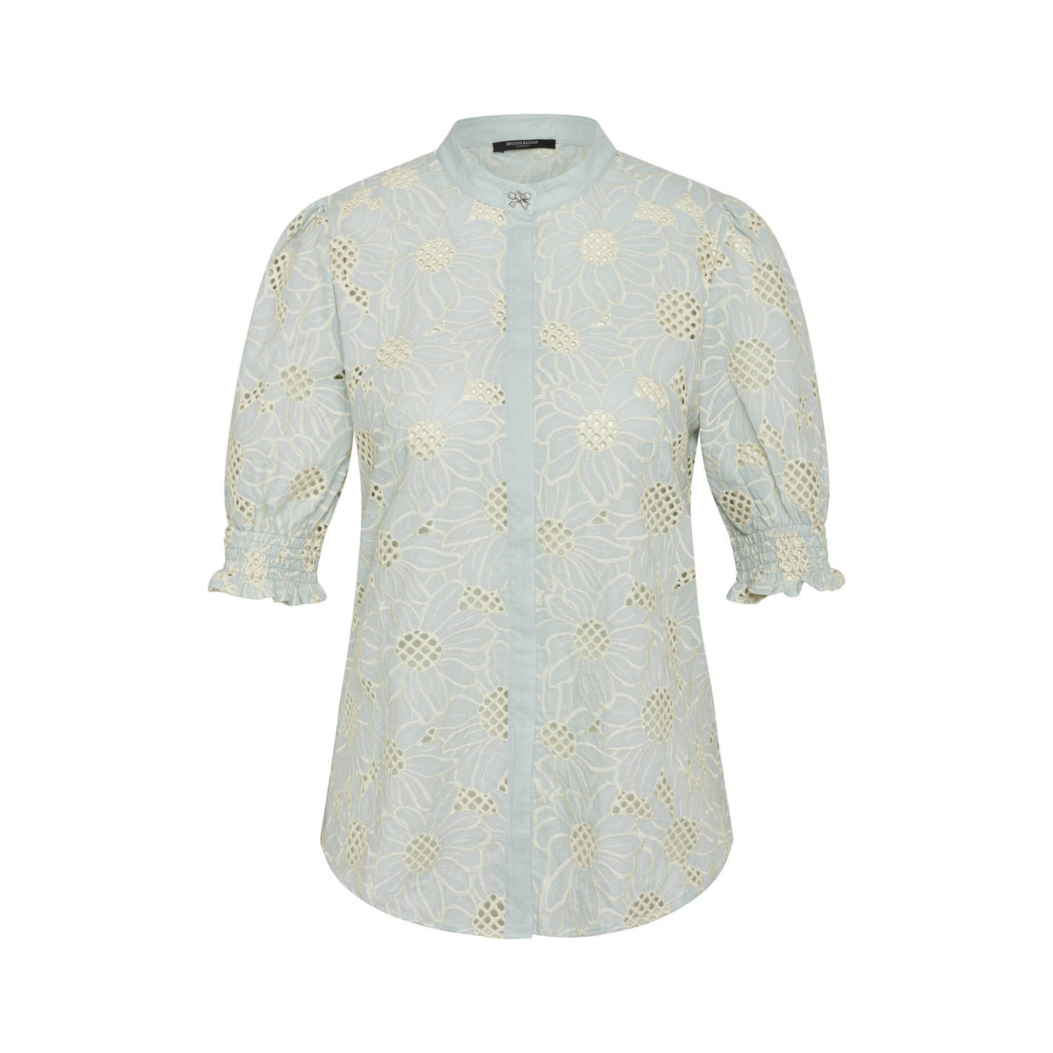 Bruuns Bazaar gebloemde blouse lichtblauw ecru