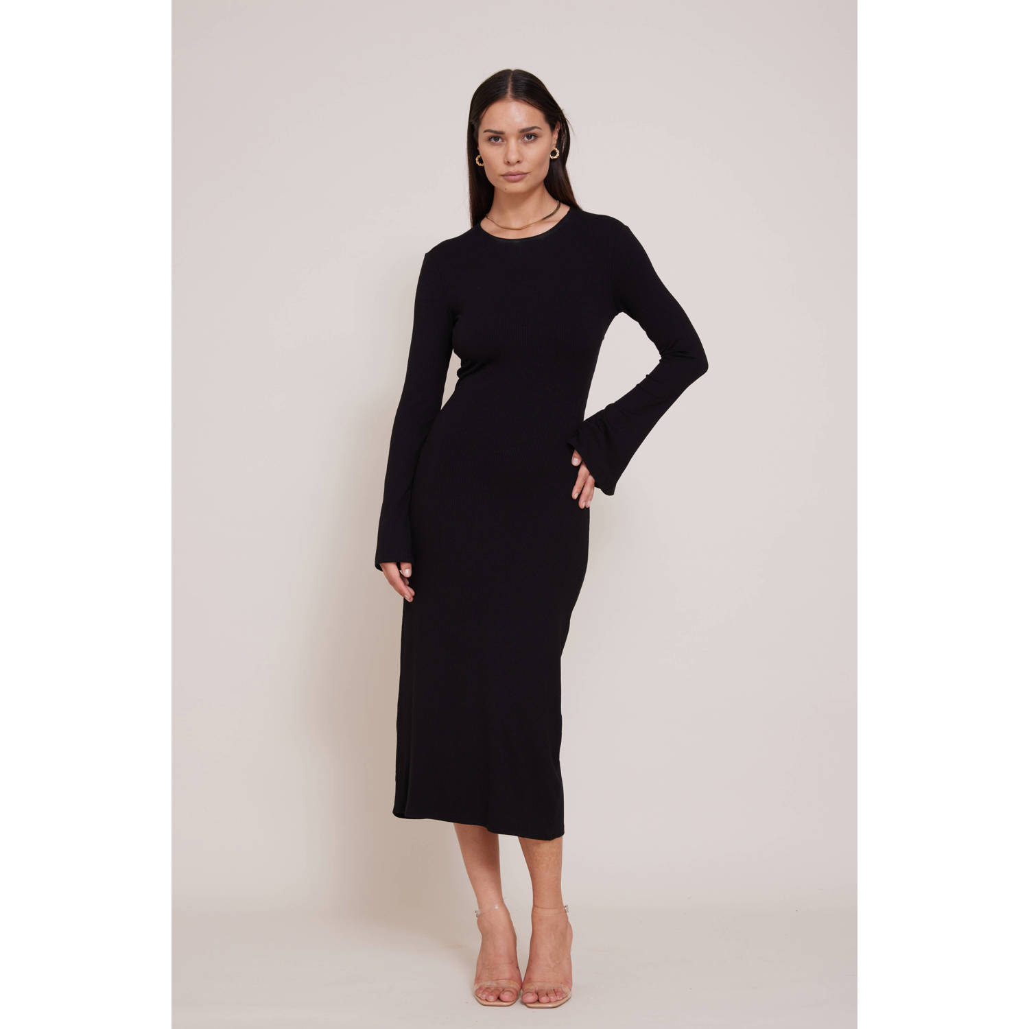 Bruuns Bazaar bodycon jurk LuteaBBelliana met open rug zwart