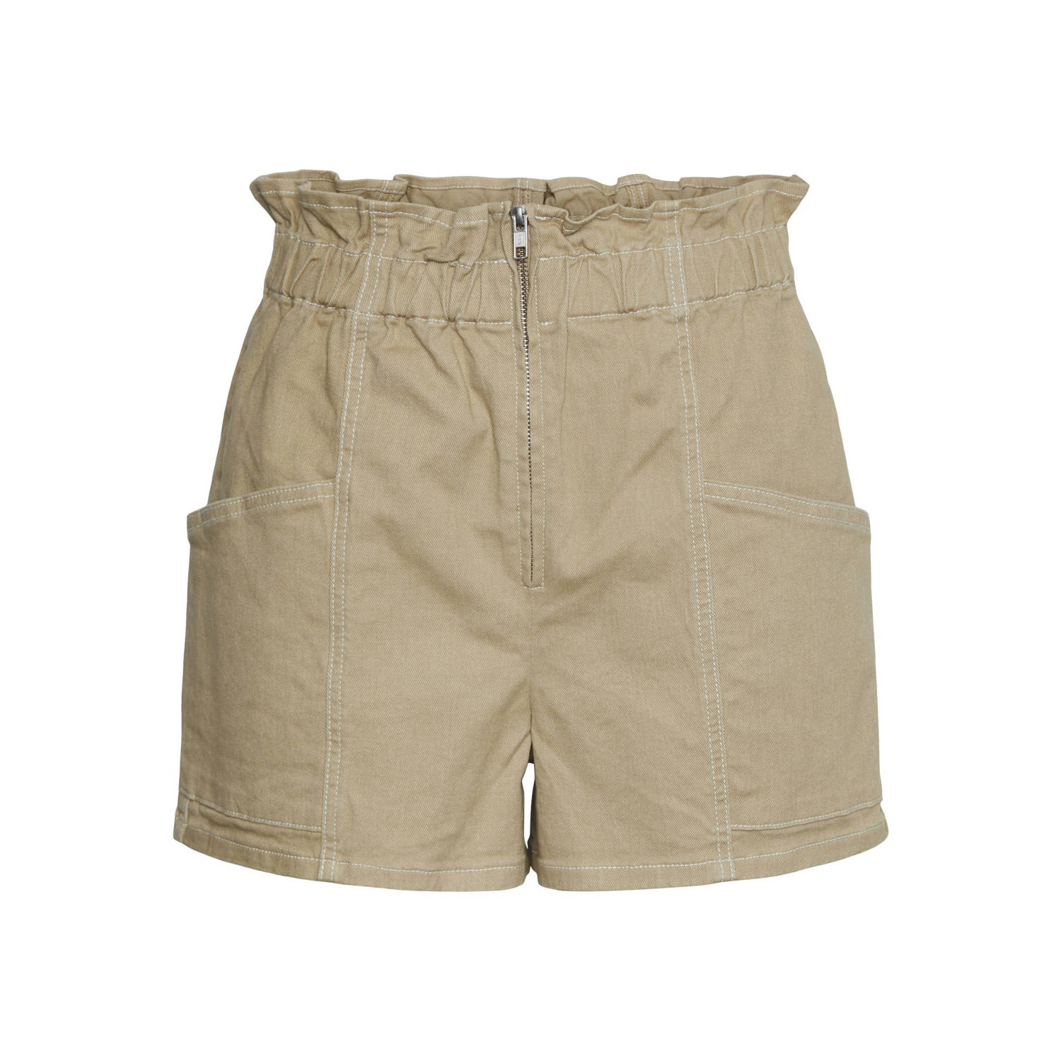 Y.A.S high waist straight fit cargo short YASKAMINA beige