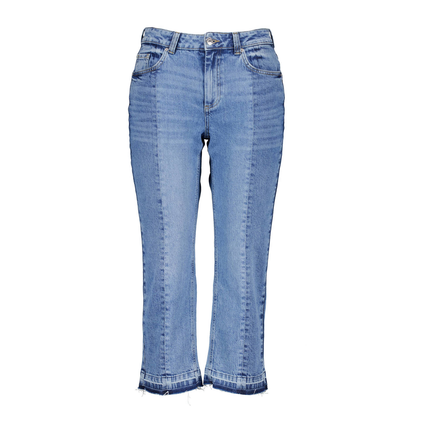 MS Mode cropped straight jeans medium blue denim