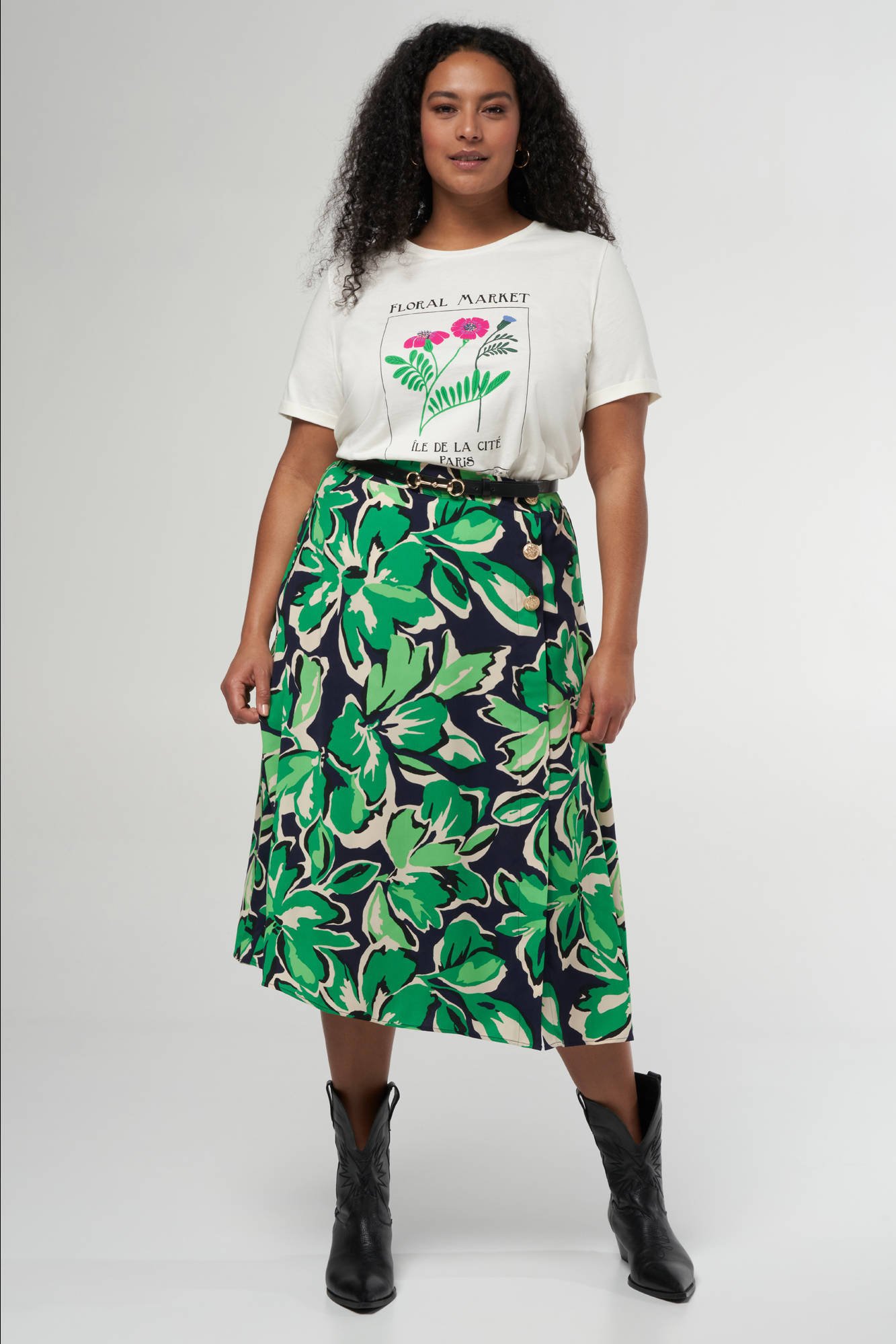 rok met all over print groen zwart