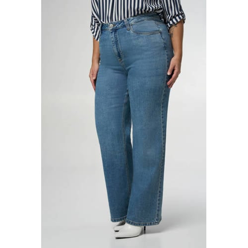 MS Mode high waist wide leg jeans light blue denim afbeelding