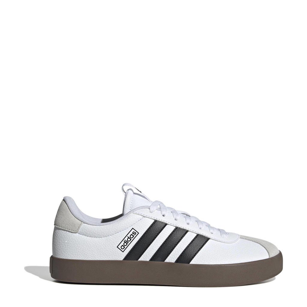 Wit, zwart en beige heren adidas Sportswear VL Court 3.0 sneakers van imitatieleer-suède/voering: mesh/voetbed: eva met veters