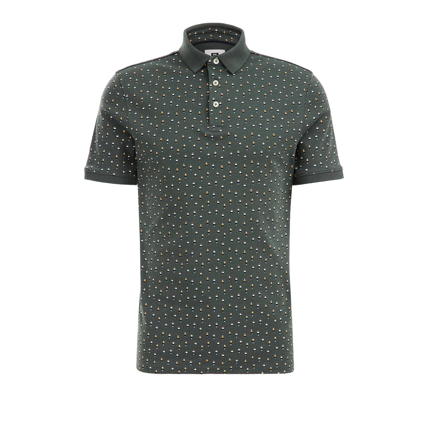 WE Fashion slim fit polo met all over print ore