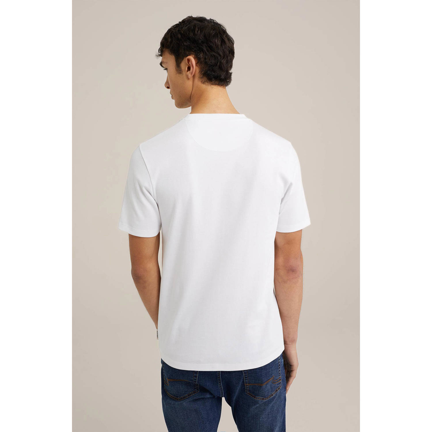 WE Fashion slim fit T-shirt white uni