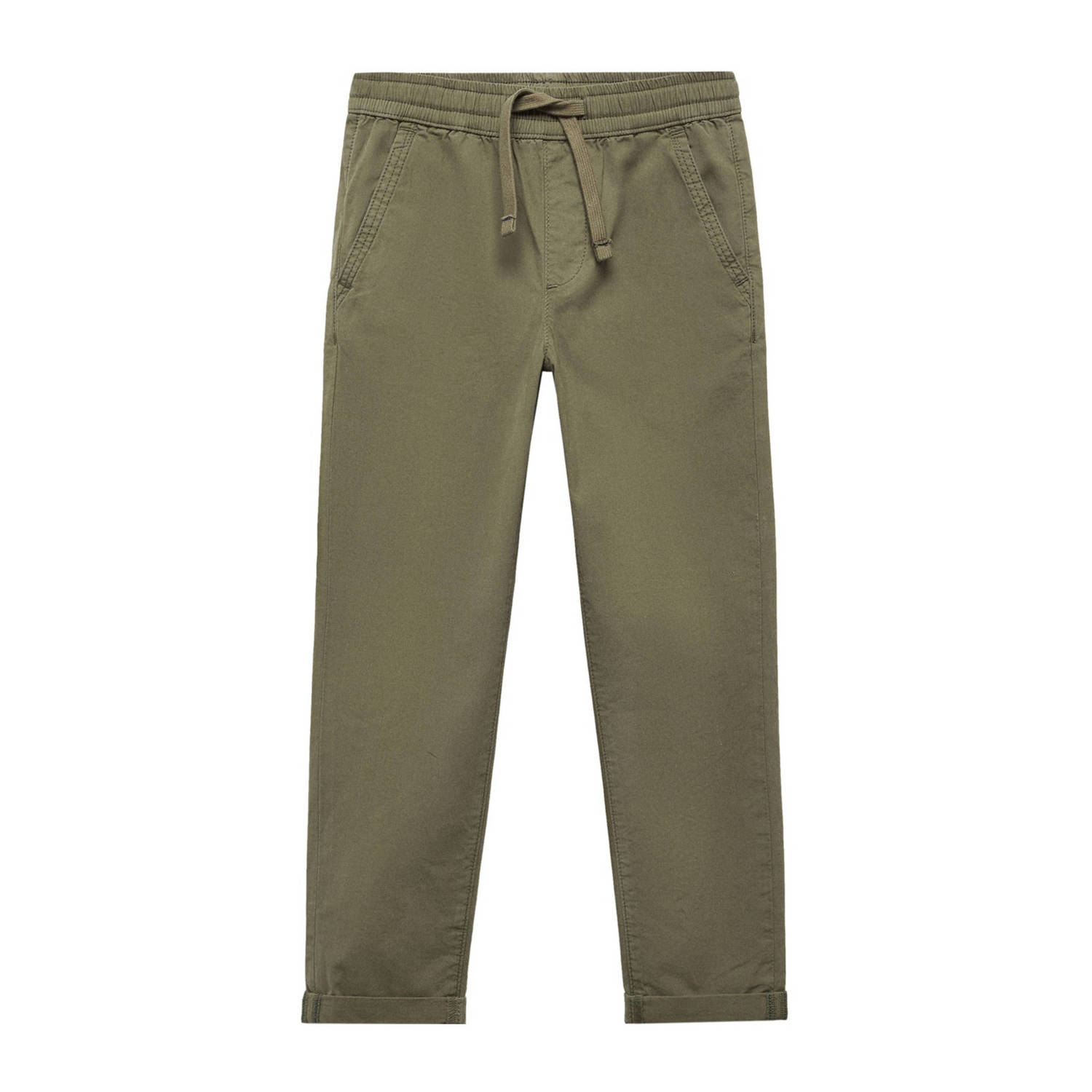 Mango Kids regular fit broek olijfgroen Jongens Katoen Effen 122