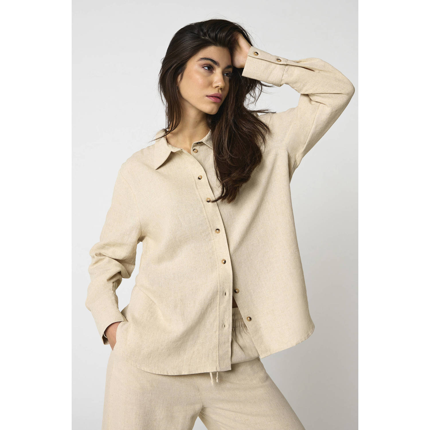 JDY Overhemdblouse SAY L S LINEN LOOSE SHIRT WVN NOOS