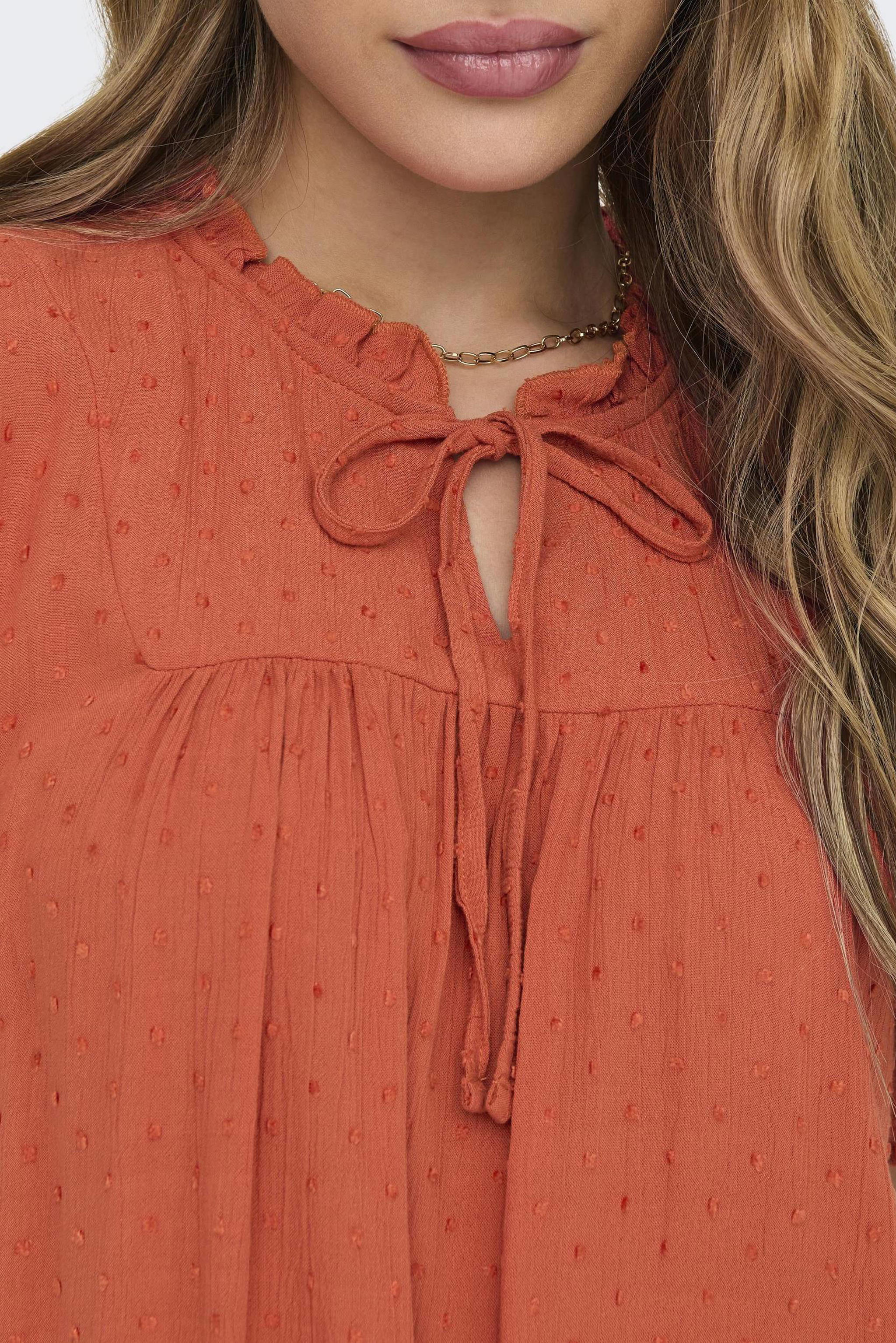 LIMA blouse in terracotta kleur – Geweven top van JDY