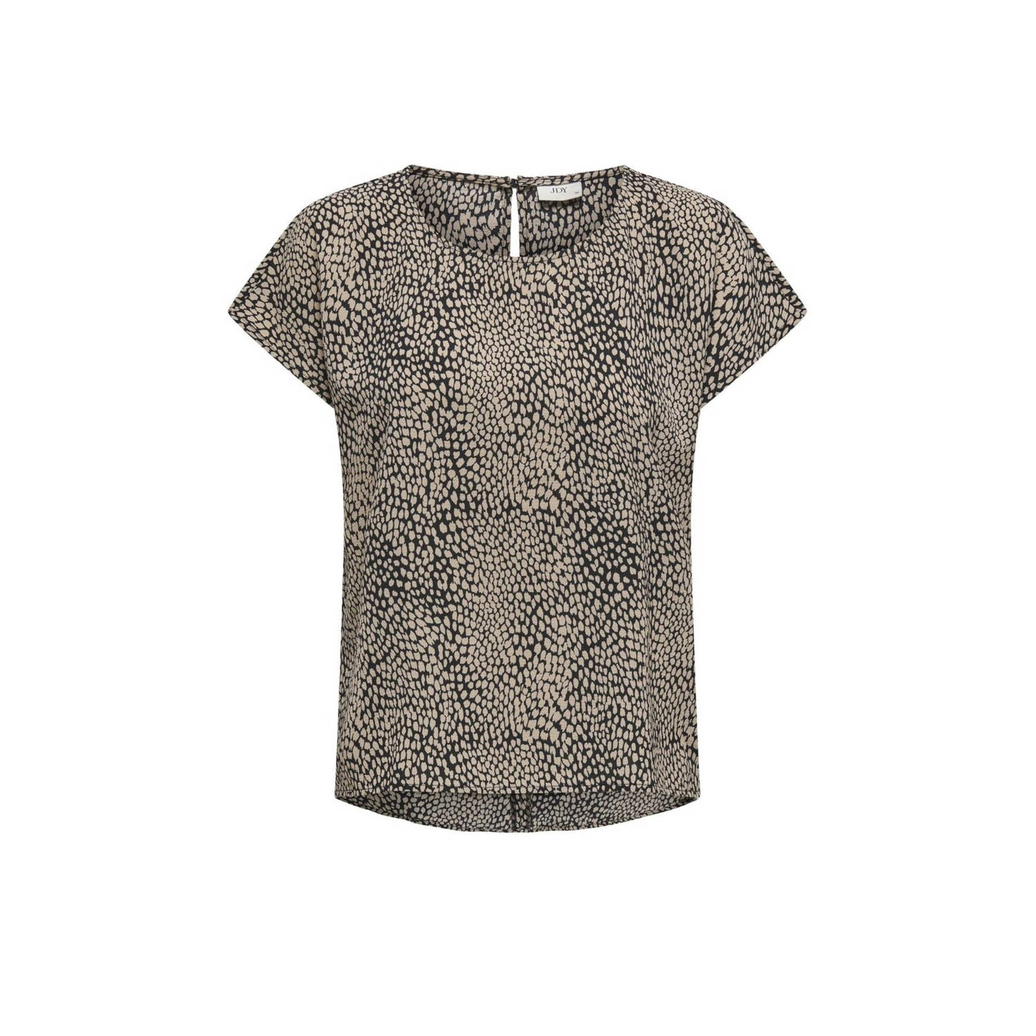 JDY blousetop PIPER met all over print en open detail beige zwart