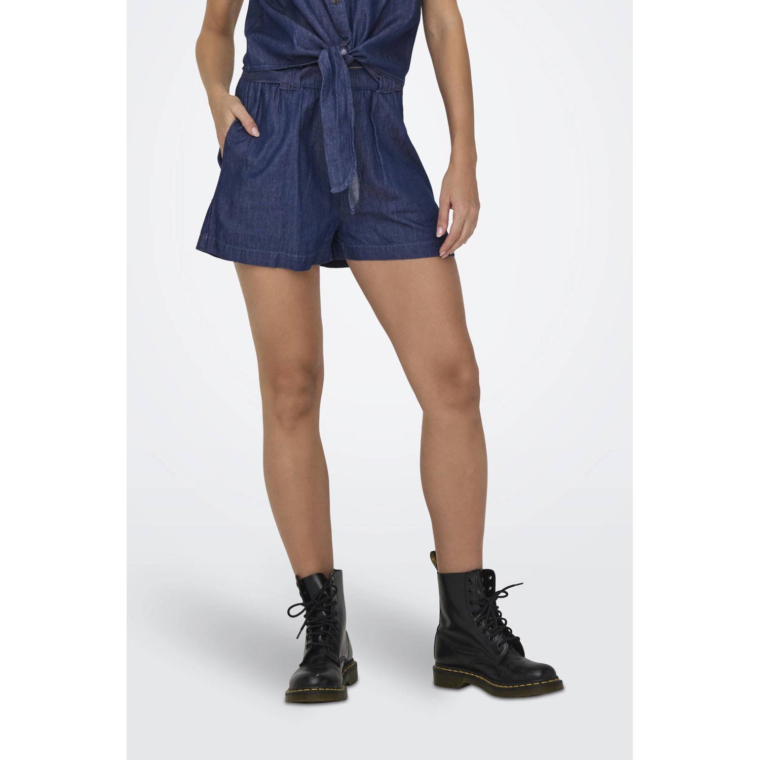 JDY straight fit short dark blue denim