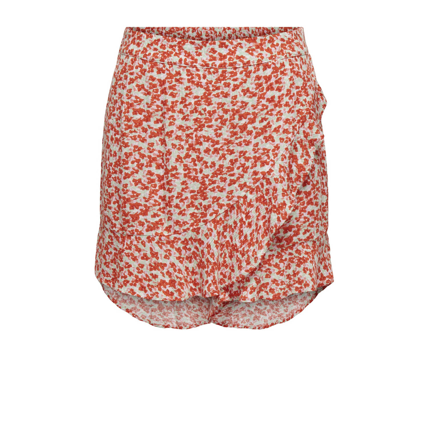 JDY gebloemde high waist straight fit short rood wit