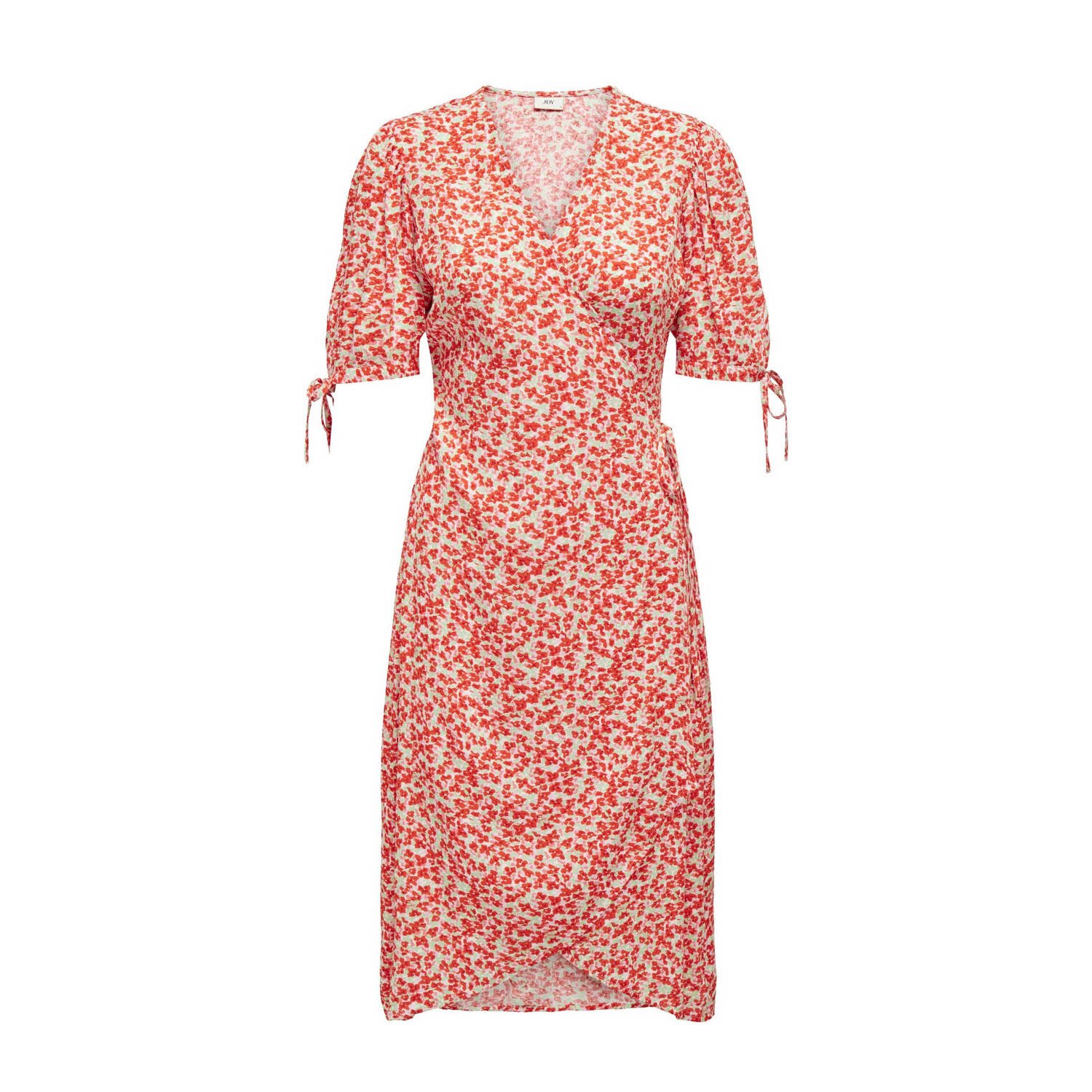 JDY jurk TORI met all over print koraalrood wit