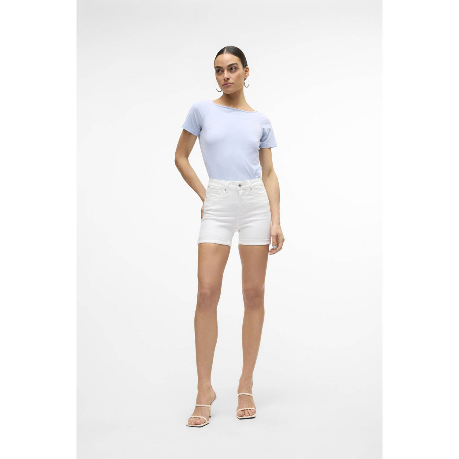 VERO MODA slim fit denim short VMLUNA ecru