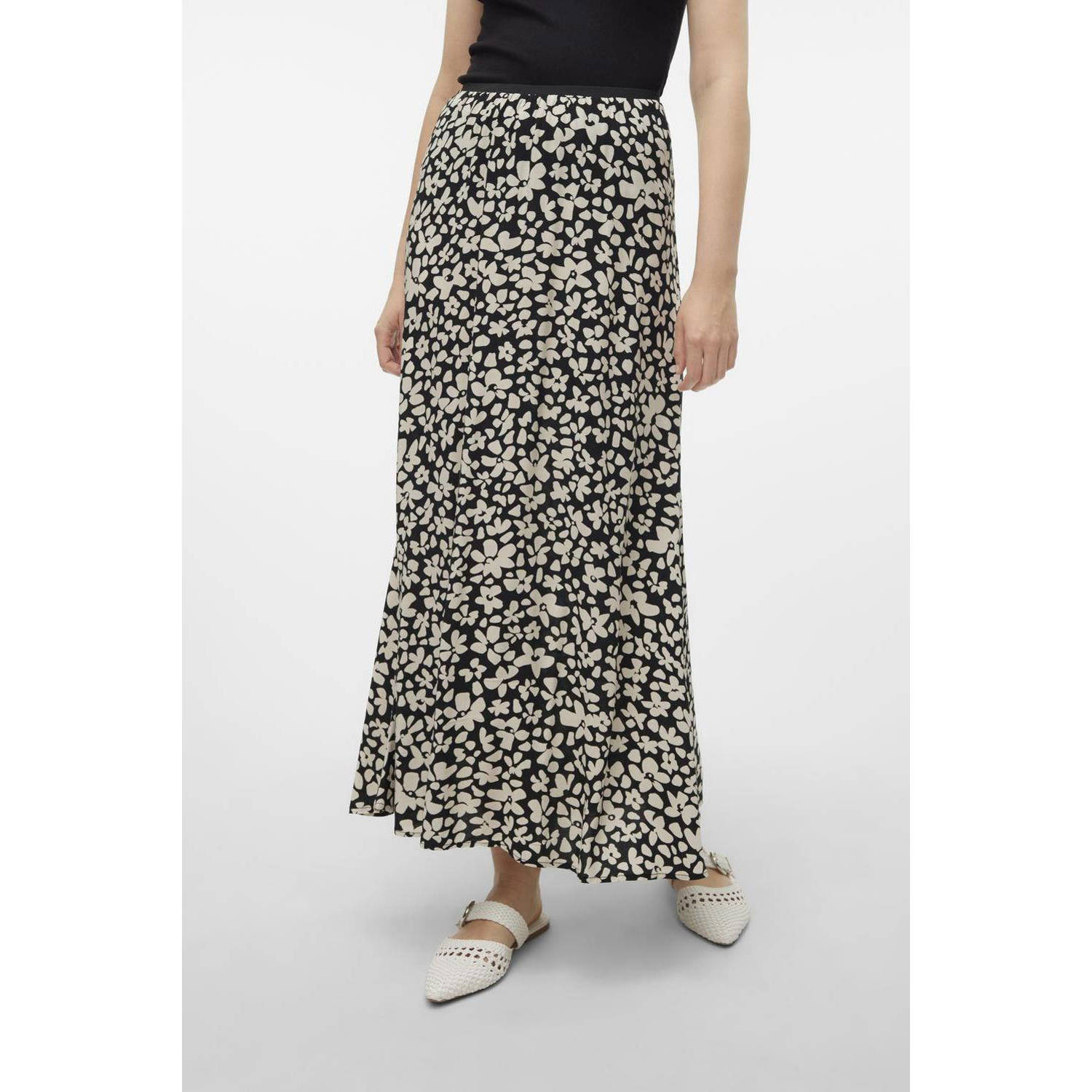 VERO MODA rok VMALBA met all over print zwart wit