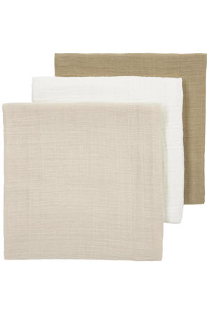 pre-washed hydrofiele doeken - offwhite/soft sand/taupe (set van 3)