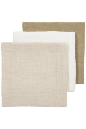 pre-washed hydrofiele doeken - offwhite/soft sand/taupe (set van 3)