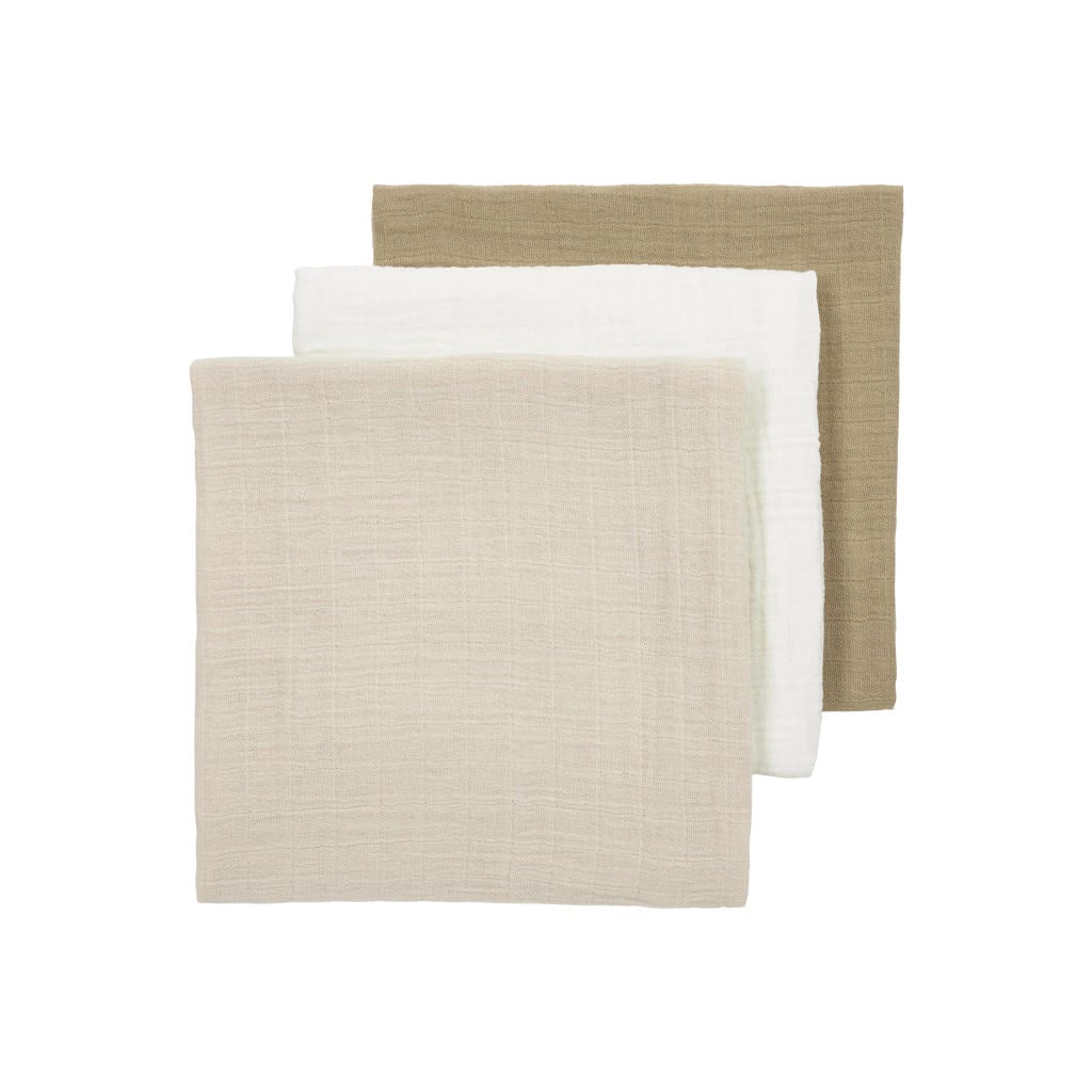Meyco pre-washed hydrofiele doeken - offwhite/soft sand/taupe (set van 3)