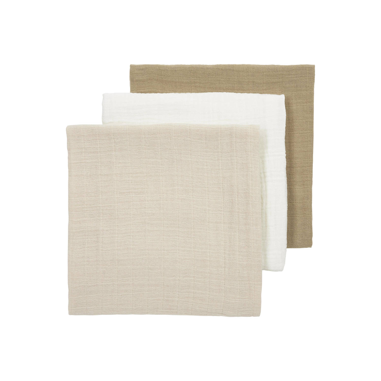 Meyco pre-washed hydrofiele doeken set van 3 offwhite soft sand taupe Hydrofiele luiers Multi