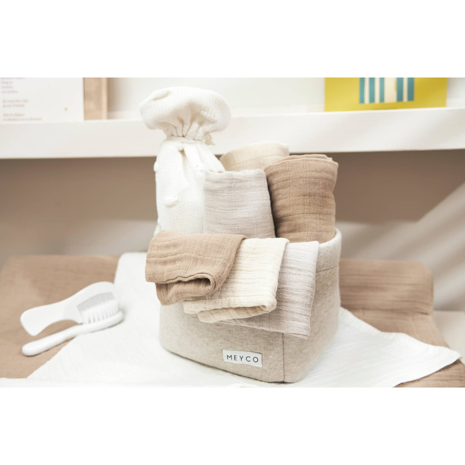 Meyco pre-washed hydrofiele doek set van 3 soft sand greige taupe