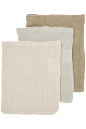 pre-washed hydrofiel washandje - soft sand/greige/taupe (set van 3)
