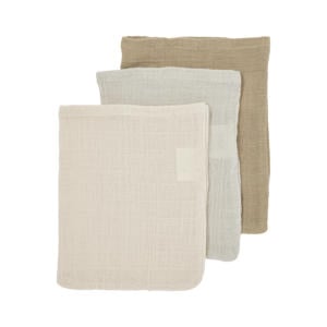 pre-washed hydrofiel washandje - soft sand/greige/taupe (set van 3)