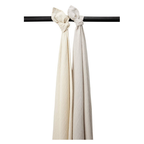 Meyco pre-washed hydrofiel swaddle - set van 2 - soft sand/greige afbeelding