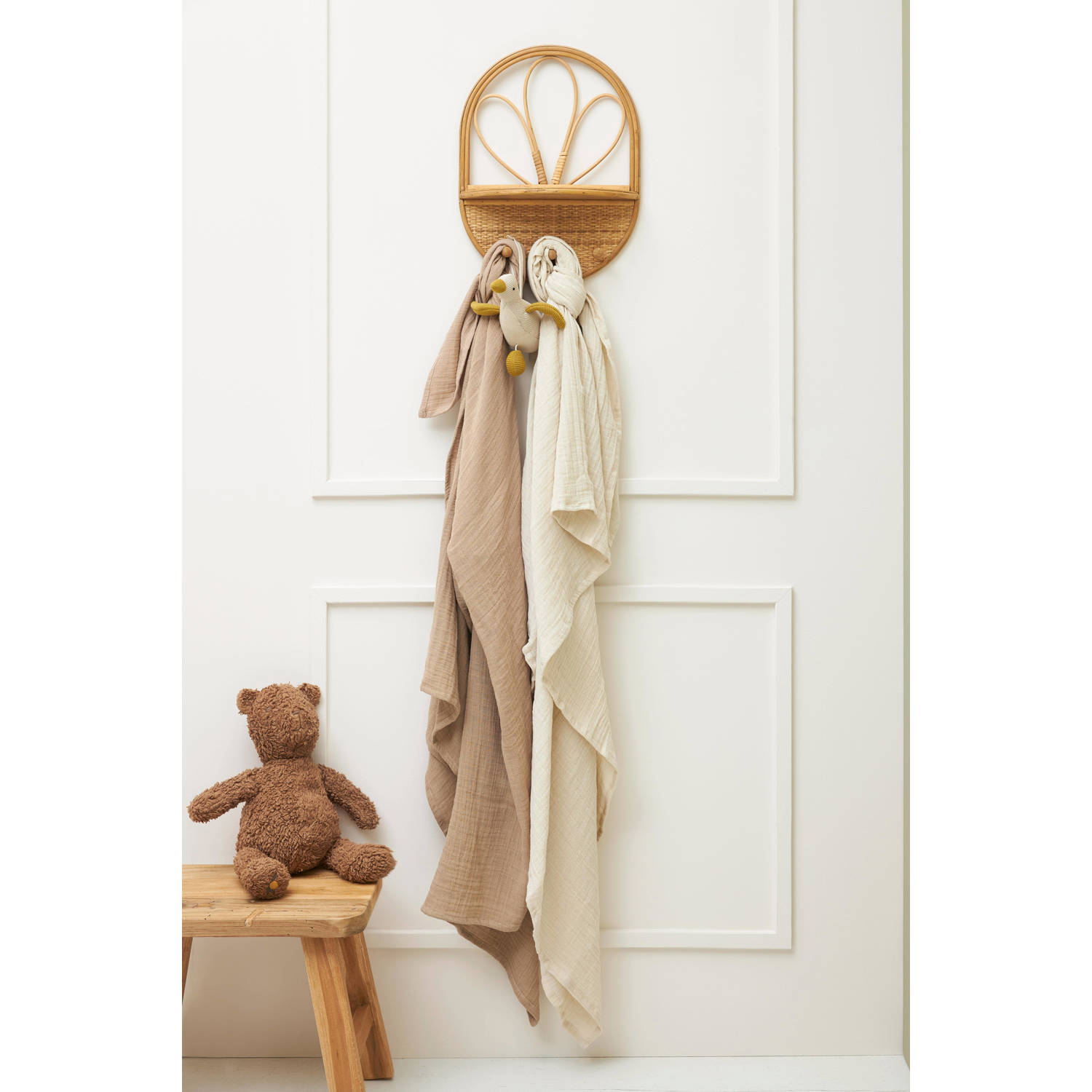 Meyco pre-washed hydrofiel swaddle set van 2 soft sand taupe
