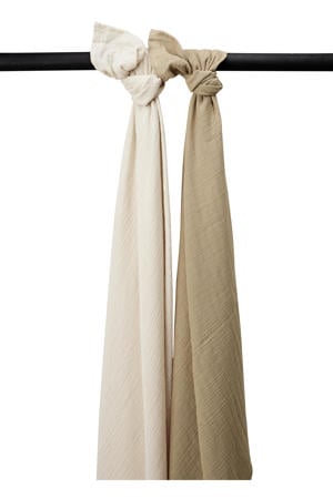 pre-washed hydrofiel swaddle - soft sand/taupe (set van 2)