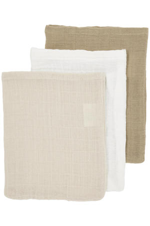 pre-washed hydrofiel washandje - offwhite/soft sand/taupe (set van 3)
