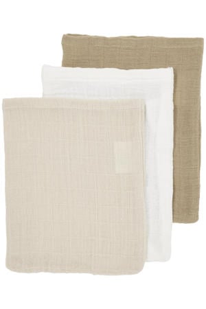 pre-washed hydrofiel washandje - offwhite/soft sand/taupe (set van 3)