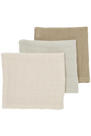 pre-washed hydrofiel monddoekje - soft sand/greige/taupe (set van 3)
