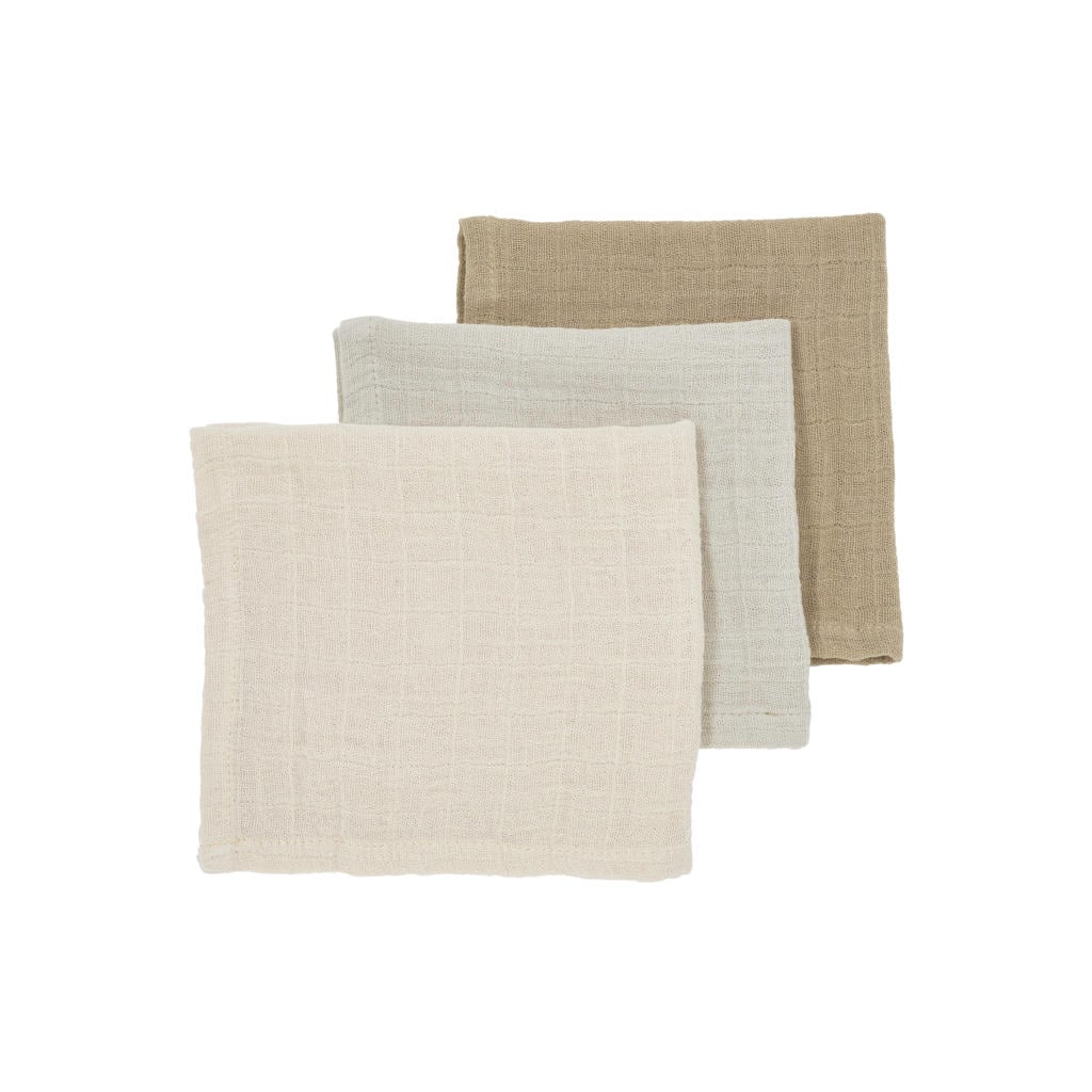 Meyco pre-washed hydrofiel monddoekje - soft sand/greige/taupe (set van 3)