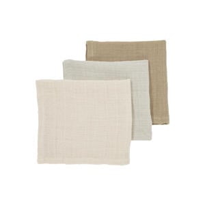 pre-washed hydrofiel monddoekje - soft sand/greige/taupe (set van 3)