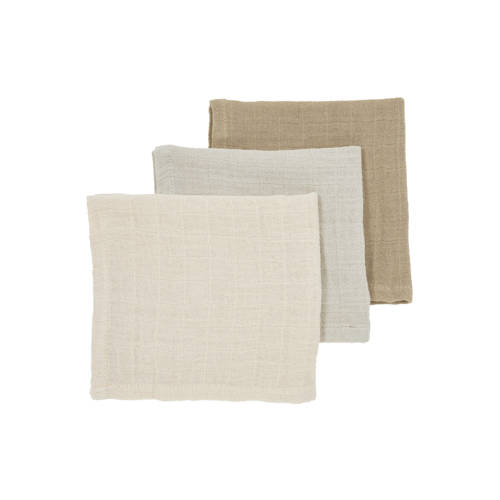 Meyco pre-washed hydrofiel monddoekje - set van 3 - soft sand/greige/taupe afbeelding