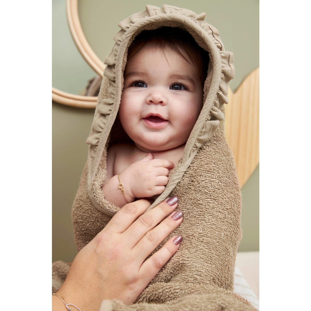 Meyco ruffle badcape badstof taupe